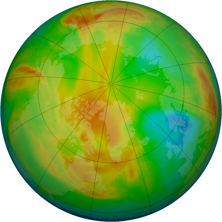 Arctic ozone map for 06 February 1992